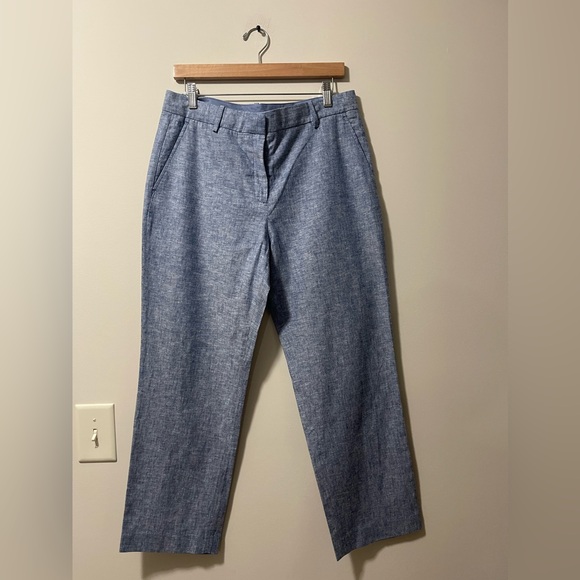 NWT Draper James Chambray Linen Cotton Blend Cropped Pants Size 10 - Picture 3 of 10
